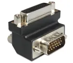 Delock DVI-I 24+5 kontaktų moteri&scaron;kas į VGA 15 kontaktų vyri&scaron;kas 90&deg; kampu adapteris &ndash; juodas 65425