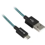 USB A&ndash;B laidas Sharkoon 2,0 m, USB 2.0, aliuminio pintas apvalkalas, juoda/mėlyna