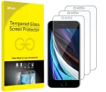 JETech grūdinto stiklo ekrano apsauga iPhone SE 3/2 (2022/2020) 4,7 inch - 3 vnt., 9H, 2.5D, suderinama su dėklais