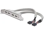 Laikiklio juostelė USB 2.0 HighSpeed 2xIDC (5pin)/4xUSB A M/F Pilka 0.25m