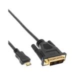 InLine Mini-HDMI į DVI laidas, Mini HDMI C ki&scaron;tukas į DVI 18+1 ki&scaron;tuką, paauksuoti kontaktai, 2 m