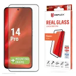 Displex Full Cover (10H) apsauginis stiklas, skirtas Xiaomi 14 Pro, grūdintas stiklas, EASY-ON&reg; ekologinis montavimo rėmelis, juoda/skaidri