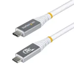 StarTech.com 1,5 m USB4 laidas, 80 Gbps, USB-IF sertifikuotas USB-C laidas, 240 W PD, 8K 120Hz/4K 240Hz DP2.1 DP80, TPE apvalkalas, suderinamas su Thunderbolt 4 - baltas USB-C laidas