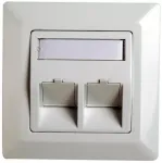RJ45 adapterio rėmelis Cat.5e Teleg&auml;rtner H02010A0040 45&deg; dvigubas 80x80 mm Alpine White