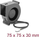 Delock Radial Blower Fan 12 V DC 75 x 75 x 30 mm su 3 kontaktų jungtimi, juodas (67495)