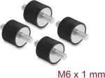 Delock Vibracijos slopintuvas M6 x 1 mm D 20 x H 15 mm su 2 i&scaron;oriniais sriegiais, 4 vnt., juodas (60814)