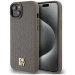 DKNY DKHMP15SPSHRPSW iPhone 15 / 14 / 13 6,1 inch Brown Hardcase Leather Pattern Metal Logo MagSafe
