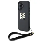 DKNY DKHCP16SPBSWSK Kietasis dėklas, skirtas Apple iPhone 16 6,1 colio, juodas su rie&scaron;o dirželiu