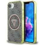 Guess IML Metal Glitter 4G Circle Triangle MagSafe Dėklas, skirtas Apple iPhone 16e (Ruda spalva)