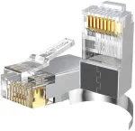 UNITEK Pass-Through RJ45 Cat.7 Jungtis 50 vnt. pakuotė, Ekranuota, Auksuota, Skaidri