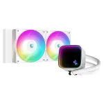 Vandens au&scaron;intuvas &bdquo;viskas viename&ldquo; DeepCool LS520 SE WH &mdash; 240 mm radiatorius, 2x 120 mm PWM ventiliatoriai, balta spalva, varinis pagrindas