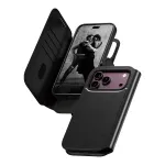 CARE by PanzerGlass Tango Flip dėklas, skirtas Apple iPhone 17 Pro Max &ndash; suderinamas su MagSafe &ndash; vegani&scaron;ka oda &ndash; juoda