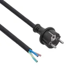 Akyga AK-OT-04S guminis maitinimo kabelis H05RR-F 3 x 1,5 mm&sup2;, CEE 7/7 ki&scaron;tukas &ndash; laisvi laidai, 5 m, juodas