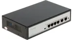 Tiandy TC-P3S06 4 prievadų PoE komutatorius su 2 auk&scaron;tyn nukreiptais prievadais, 65W biudžetas, IEEE 802.3af/at, nevaldomas, stalinis/sieninis
