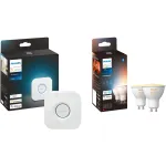 Philips Hue White Ambiance GU10 LED lempų dvynių rinkinys su Hue Bridge, pakeičia 35W halogeną