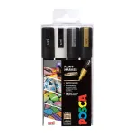 Uni-Ball Faber-Castell POSCA PC-5M Metallic akriliniai dažų markeriai, 4 spalvos, vidutinis apvalus antgalis 1,8&ndash;2,5 mm 182544