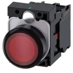 Siemens SIRIUS ACT ap&scaron;viesta mygtukinė, komplektas, plastikinė, raudona, 22 mm, 1NO+1NC, 24 V AC/DC LED 3SU1102-0AB20-1CA0