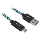 USB 3.2 Gen 2 laidas, USB-A ki&scaron;tukas > USB-C ki&scaron;tukas (juoda/&scaron;viesiai mėlyna, 1 m, pintas)