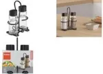 Metaltex Spice Line druskos ir pipirų purtytuvų rinkinys, 3 dalių, stikliniai su juodais plastikiniais dangteliais, permatomi 252871000