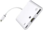 Microconnect LIGHT-HUB2 Lightning &scaron;akotuvas, skirtas iPhone ir iPad, su RJ45 / USB, baltas