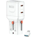 Pasaulinis kelioninis įkroviklis World 65W USB-C + USB-A baltas