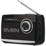 Ne&scaron;iojamas radijo imtuvas ir garsiakalbis SVEN SRP-155, juodas (3W, Bluetooth, FM/AM/SW, USB, microSD, žibintuvėlis, baterija)