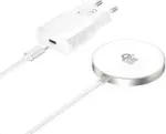 4smarts belaidžio įkrovimo rinkinys Qi2/MagSafe 25 W, 1,5 m, baltas (541708)