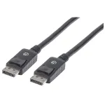 Manhattan DisplayPort 1.2 kabelis, 4K@60Hz, 1 m, Ki&scaron;tukas-Ki&scaron;tukas, su fiksatoriais, visi&scaron;kai ekranuotas, juodas, garantija visam laikui