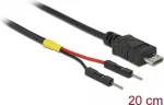 Delock USB Micro-B maitinimo kabelis į 2 x vieno kai&scaron;čio kontaktų juostelę, 20 cm