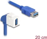 DeLOCK Keystone modulio kabelis USB 5 Gbps Type-A motina į motiną 90&deg; kampu 20 cm mėlynas