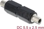 DC statinės jungties adapteris DELOCK 5.5 x 2.5 mm moteri&scaron;kas-moteri&scaron;kam su sriegiu, tiesus, juodas