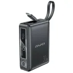 AWEI P87K maitinimo bankas 10000 mAh, 30 W, su įmontuotu kabeliu, juodos spalvos