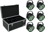 LED PAR &scaron;viestuvų rinkinys EUROLITE 6x TCL Spot su transportavimo dėklu, modelis TDV-1