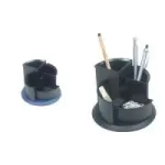 helit Multi-Pen Cup Linear, 4 skyriai, sukamas, juodas, polistirolas, apvalus, skersmuo: 150 mm, auk&scaron;tis: 112 mm (H6390595)