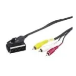 Wentronic Goobay Scart/RCA adapterio laidas, juodas, 2 m - SCART ki&scaron;tukas (21 kontaktas) > 3x RCA ki&scaron;tukas (50364)