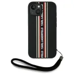 KARL LAGERFELD Saffiano Athleisure Stripes Cord Case, iPhone 15, juoda-raudona