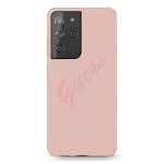 Guess GUHCS21LLSVSPI Script Vintage Hard Case, skirta Samsung Galaxy S21 Ultra (SM-G998) - rožinė