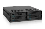 ICY DOCK ExpressCage MB324SP-1B mobilus rėmas 4x 2,5 colio SATA/SAS diskams viename 5,25 colio lizde, be varžtų, juodas