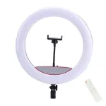 Elight SR14 36 cm LED žiedinė &scaron;viesa su i&scaron;maniojo telefono laikikliu, 220 V adapteriu ir &bdquo;Bluetooth&ldquo; nuotolinio valdymo pulteliu, juoda