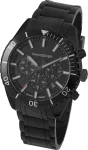 JACQUES LEMANS KC-104B unisex analoginis kvarcinis laikrodis 44 mm juodu ciferblatu ir juodu silikoniniu dirželiu
