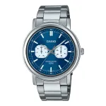 Casio MTP-E335D-2E1VD vyri&scaron;kas analoginis kvarcinis laikrodis, mėlynas ciferblatas, nerūdijančio plieno apyrankė, 47.6 mm