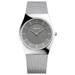 Bering vyri&scaron;kas klasikinis kvarcinis laikrodis 11936-309 36mm mėlynas ciferblatas sidabrinis Milanese mesh apyrankė