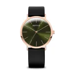 Bering klasikinis vyri&scaron;kas kvarcinis laikrodis 36mm nerūdijančio plieno rožinio aukso spalvos ciferblatas mėlynas Milanese mesh apyrankė 13436-469