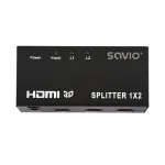 HDMI vaizdo skirstytuvas SAVIO CL-42 &mdash; 2x HDMI i&scaron;ėjimai, 1920x1080, 36 bitų spalva, metalinis korpusas, 5V/1A