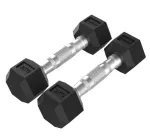 Tunturi Platinum Hex Rubber Dumbbell 2kg pora &ndash; &scaron;e&scaron;iakampės guminės hanteliai su raižyta chromuota rankena