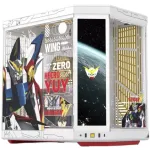 HYTE Y70 Touch Infinite Gundam Wing Edition Mid-Tower korpusas, dvigubas grūdintas stiklas, 4K liečiamas ekranas, baltas