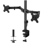 Monitorų laikiklis TECHLY ICA-LCD-382-D 2 ekranams, ant stalo spaustuvas, iki 27 colių, 20 kg, VESA 75x75&ndash;100x100, juodas