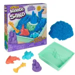 Kinetic Sand rinkinys &bdquo;Smėlio dėžė&ldquo;, kūrybinės Velykų dovanos, 1 mėlyno formuojamo smėlio svaras, 4 įrankiai ir formelės, laikymo dėžutė, sensorinis žaislas vaikams nuo 3 metų