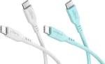WENTRONIC Goobay Crystal Lagoon rinkinys 2x USB-C silikoniniai kabeliai, 1,5 m, baltas ir turkio spalvos (81259)