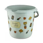 keeeper Deco kibiras 10L Ilvie Garden, apvalus, &Oslash;30 x 28 cm, &scaron;velniai žalias su ra&scaron;tu, plastikinis, metalinė pakabinama rankena